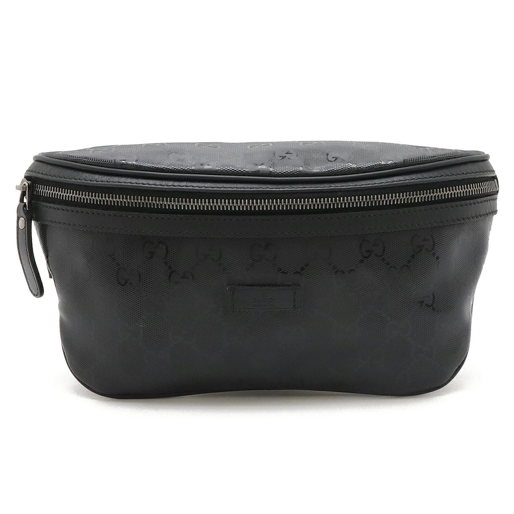 Gucci GG Imprime Waist Bag Pouch Clutch Hip Body Canvas Leather Black